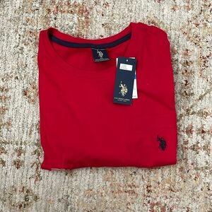 Red polo crew neck mens tshirt